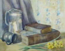 CISSIE WOODS nineteenth century British School watercolour - still life depicting