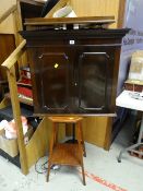 A tabletop mahogany cabinet & a breakfast folding bed table etc