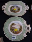 Two items of Prattware pottery with images of Conwy Castle