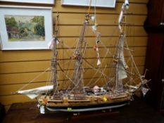 A detailed model of a galleon