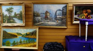 Four various oil paintings