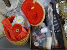 Small box and basket of needlework and haberdashery goods