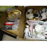 Box of Pyrex and other cookware, crockery and glass and a quantity of ornamental china