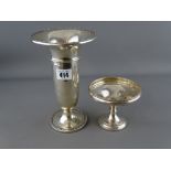 Large silver trumpet vase and a sweetmeat dish on pedestal stand (both loaded)