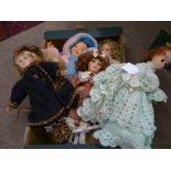 Quantity of collectable dolls, some porcelain headed (modern)