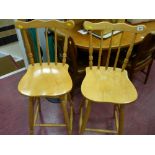 Pair of light wood high kitchen chairs