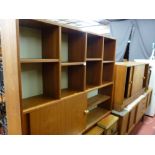 Mid Century slim pigeonhole cabinet with sliding base doors and a mid Century sideboard