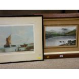 ELMER KEENE print - Snowdon from Capel Curig and ARNOLD print - fishermen, signed