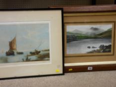 ELMER KEENE print - Snowdon from Capel Curig and ARNOLD print - fishermen, signed