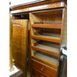 Victorian mahogany two door wardrobe with left side hanging space and four sliding trays and three