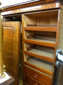 Victorian mahogany two door wardrobe with left side hanging space and four sliding trays and three