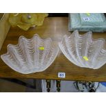 Two Art Deco shell glass lampshades