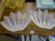 Two Art Deco shell glass lampshades