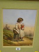 Victorian School watercolour - 'Waiting for the Catch', unsigned, 29 x 20 cms