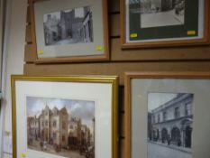 GORDON CLOSE print - titled 'Plas Mawr' and three early photographic prints of Conwy street scenes