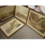 SAMUEL HOWITT four framed antique hunting and horse racing prints, plate nos. 3, 9 and 12, the horse