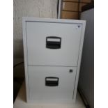 Small compact two drawer metal filing cabinet