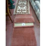 Pair of pink Lisalama quality rugs, 100% pure new wool, sizes approximately 54 x 27 cms, one other