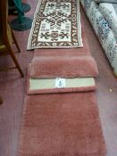 Pair of pink Lisalama quality rugs, 100% pure new wool, sizes approximately 54 x 27 cms, one other