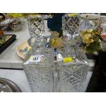 Pair of cut glass decanters with stoppers