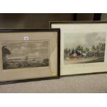 R G REEVE engraving - 'The Taglioni Windsor Coach' and an engraving of Liverpool Harbour