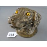 Silver plated dog's head inkstand, stamped 'W W H & Co'