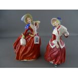 Two Royal Doulton ladies 'Autumn Breezes' HN1934 and 'Christmas Morn' HN1992