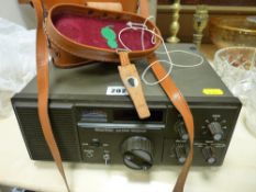 Heathkit SW700 receiver and a pair of Greenkat cased field binoculars