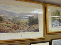 KEITH MELLING & ROB PIERCY framed prints - rolling valley landscape and valley river respectively