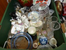 Box of mixed porcelain and other ornamental items, Swarovski glass etc
