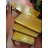 Two tier coffee table, a nest of three tables and a gilt framed mirror