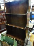 Four shelf waterfall bookcase cupboard with lower drawer etc