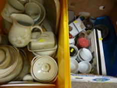 Crate of Denby 'Daybreak' stoneware and a mixed box of other tableware and collectables