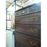 Modern dark wood chest of drawers and a two section clothes hanging rail