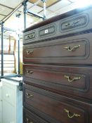 Modern dark wood chest of drawers and a two section clothes hanging rail