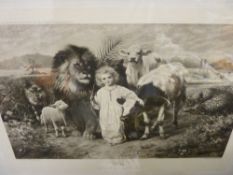 WILLIAM STRUTT print - entitled 'Peace and a Little Child Shall Lead Them'