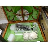 Vintage picnic basket and contents