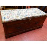 Single drawer storage bench with upholstered top pad (formerly a wardrobe base)