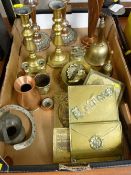 Box of copper, brassware etc