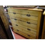 Stripped wood two over three drawer chest