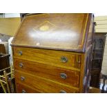 Late Victorian inlaid mahogany bureau bookcase, the upper section now made up as a stand alone