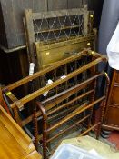 Child's vintage cot and two mahogany towel rails