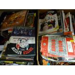 Crate and box containing very large quantity of old football programmes