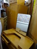 Good G-Plan Goldstamp blonde oak three piece bedroom suite of double wardrobe, mirrored dressing
