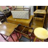 Parcel of mainly vintage oak furniture including a barley twist stickstand, gate leg table, an oak