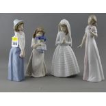Four Nao porcelain figurines - 'Girl Praying' 0236, 'Too Cute' 1121, 'We're Sleepy' 1107 and '