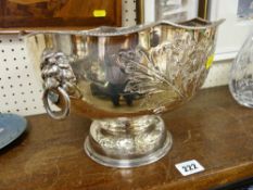 Electroplate punch bowl with lion mask handles