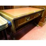 Reproduction sofa table with tooled leather top