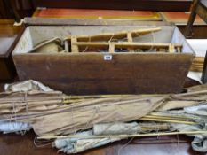 Vintage kite making kit along with a quantity of box and other kites