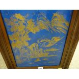 Pair of framed heavy Oriental paintings on metal panels